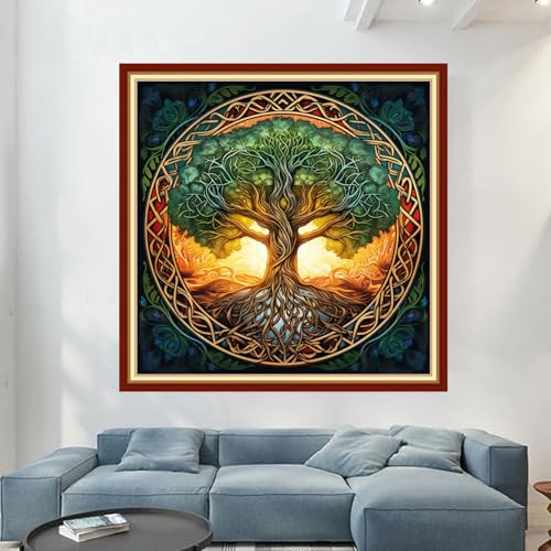 Magxvouy Cross Stitch Kits Stamped Full Range of Embroidery Kits,Cross Stitch Patterns Needlework Kits for Beginners 11CT Printed Kits&Tree of Life 18x18 inch - color: Artcolor15