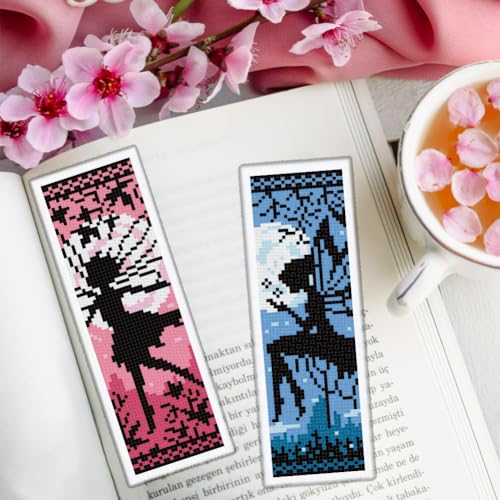 ORIGACH 6 Set Fairy Silhouette Cross Stitch Bookmark Kit for Beginner - style: Fairy Silhouette