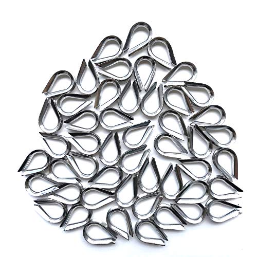 50 PCS M3 Stainless Steel Thimbles for 1/8 Inches Diameter Wire Rope - size: M3 Thimble - 50PCS