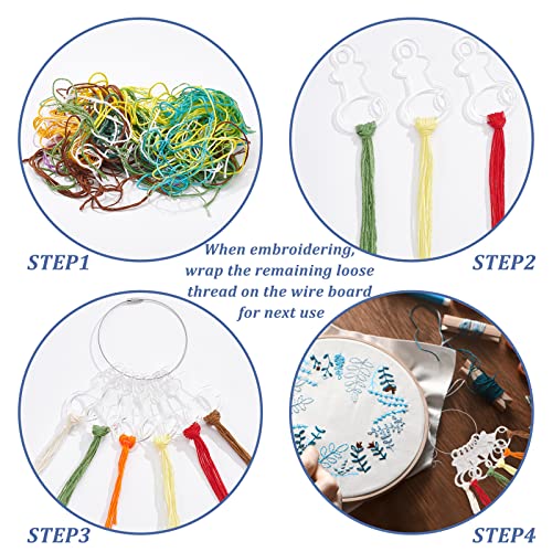 PH PandaHall 30pcs Clear Acrylic Floss Bobbins, Embroidery Floss Thread Drops Key Shape Cross Stitch Tread Bobbins Sewing Thread Winding for Craft DIY Sewing Storage