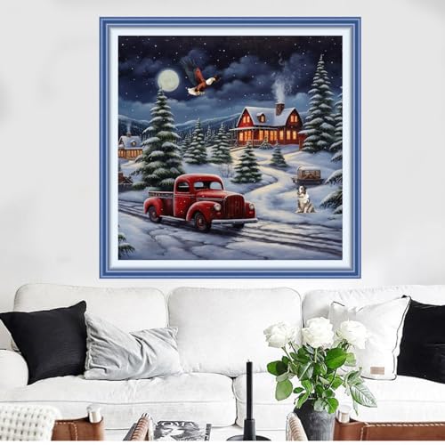 Funxvoot Stamped Cross Stitch Kits Beginners Full Range of Embroidery Kits for Adults 11CT Embroidery Patterns Needlepoint Kits Printed Cross Stitch Kits - (Christmas Night Scenery 18x18 inchs) - color: Cross Stitch Kits 09