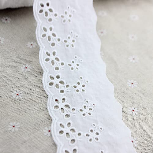 AIETSYEI White Cotton Eyelet Lace Trim, 2 Inch Wide, 7 Yards for Sewing - color: 1#
