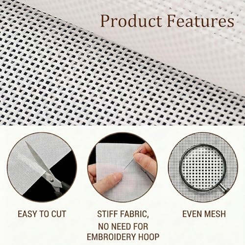 Zplontya 19"X28" Needlepoint Canvas 13 Mesh Blank White Cross Stitch Fabric