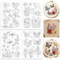 ORIGACH 4 Sheets Floral Insect Water Soluble Embroidery Pattern Stabilizers - color: Floral & Insects