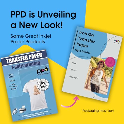 PPD 10 Sheets 8.5x11" Iron-on Heat Transfer Vinyl Paper Light Fabrics - size: 8.5 x 11, style: Light (10 Sheets)