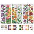 BEUNITONE 6 Set Floral Bookmark Cross Stitch Kits for Beginners with Instructions Floral Bookmarks Cross-Stitch Kit Stamped Embroidery Bookmark DIY Crafts Book Marker for Book Lovers 8''x2.4'' 11CT - style: Flower Cluster A