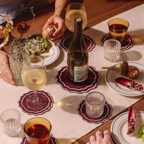 Linen Coasters for Drinks, Set of 6, 6 inch, Cinnabar - color: 1270 - Cinnabar, size: 6 inches