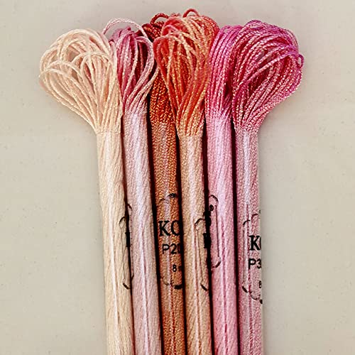 KCS 6-Strand Cross Stitch Metallic Variegated Pearl Shiny Embroidery Floss (6 skeins, Solid Color 8) - color: Solid color 8