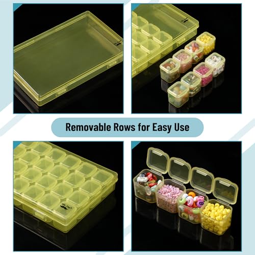 Mr. Pen- Bead Storage Containers, 28 Grids, 2 Pack, Transparent Yellow - color: Transparent Yellow, size: 2 Pack-56 Pcs(6.8"x4.4"x1")