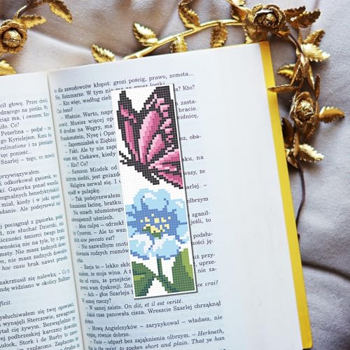 FREEBLOSS 6 Set Butterfly Cross Stitch Bookmark Kit Stamped Cross Stitch Kit Stamped Embroidery Bookmark with Instruction Cross Stitch Kits for Adults DIY Bookmark Kit 8.66''x3.14'' - style: Butterfly