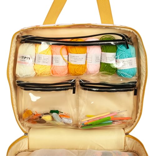 Portable Square Cross Stitch Starter Kits Bag Embroidery Project Bag Embroidery Tool Storage Tote Bag with Multifunctional Pockets, Bag Only (Bird Pattern) - color: Bird Pattern