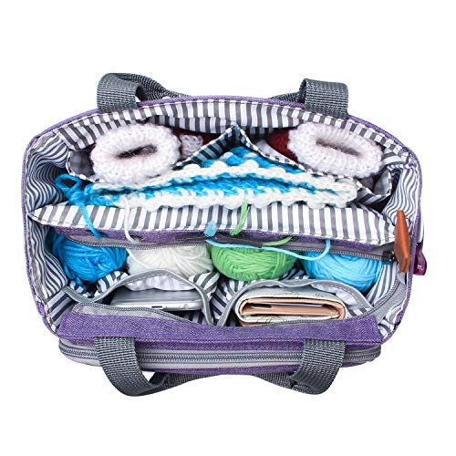 Luxja Crochet Yarn Storage Tote Bag, Purple - color: Purple