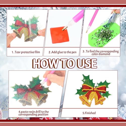 Equsion 14 Pcs Christmas Diamond Art Ornaments Christmas Diamond Painting