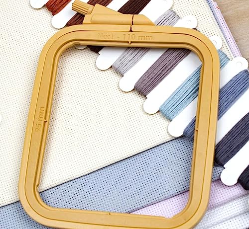 Nurge Square Embroidery Hoop - Plastic Cross Stitch Frame for Needlepoint & Embroidery - Adjustable Craft Hoop - Beige - No:1 (X Small) - color: Beige, size: No:1 (X Small)