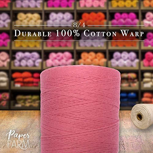 100% Cotton Loom Warp Thread (Rose), 8/4 Warp Yarn (800 Yards), Perfect for Weaving: Carpet, Tapestry, Rug, Blanket or Pattern - Warping Thread for Any Loom - color: Rose