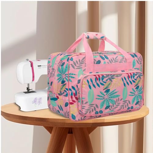 Sewing Machine Carrying Case, Sewing Machine Carrying Case Tote Bag Universal Handbag Organizer with Pockets and Handles Fits Most Standard Singers, Brothers, Janome - color: Pink