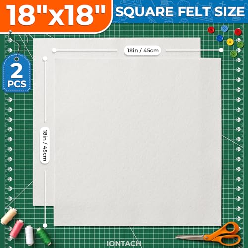 IONTACH 18" X 18" Soft Felt Sheets 1.6mm Thick (2 Packs, Ivory) - color: Ivory