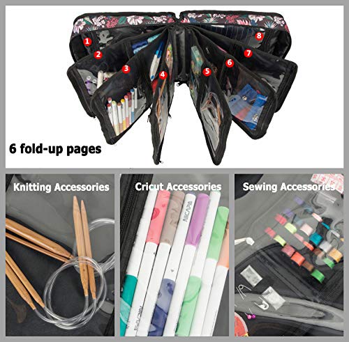 PACMAXI Sewing Accessories Storage Bag, Knitting, Craft Tools - color: Flower with Black Background