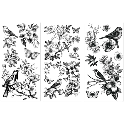 Peacoblue Speckled Bird Rub On Transfers for Furniture Craft 6"x12" - style: Speckled Birds