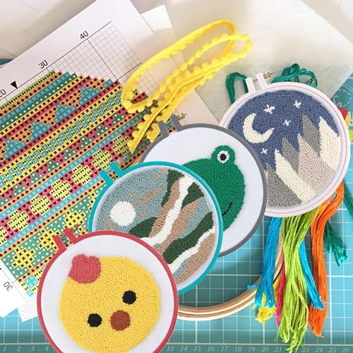 Maker Susan Plastic Embroidery Hoop, Hello Series Cross Stitch Hoops for Beginners, Punch Needle Hoop, Embroidery Frames for Sewing, Needlework, Embroidery Projects (Neon Green, 2 Pcs Set) - style: Neon Green