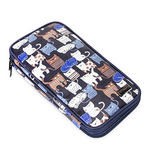 Teamoy Knitting Needles Organizer, Travel Crochet Hook Case, Blue Cats - color: Blue Cats