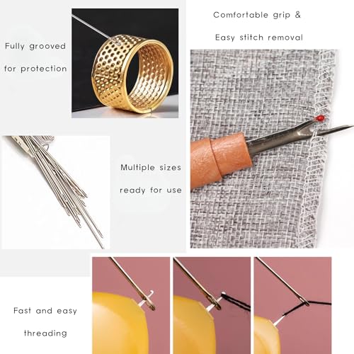 XwXwSeui Big Eye Steel Sewing Needles Kit, 45Pcs Sewing Kit with Wooden Sewing Case, Needle and Thread Kit, Stainless Steel Sewing Needles for Hand Sewing (45Pcs Kits #2) - color: 45Pcs Kits #2