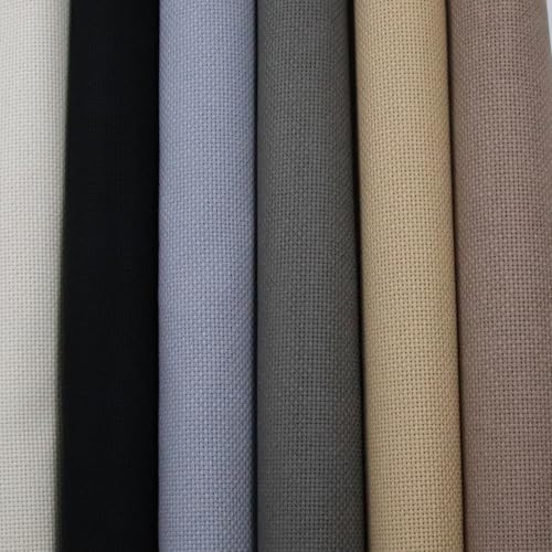 KCS 6 pc of 15" x 18" (38cmx45cm) Counted Cotton Aida Cloth Cross Stitch Fabric Rolled Box (18CT-K) - color: 18ct-k