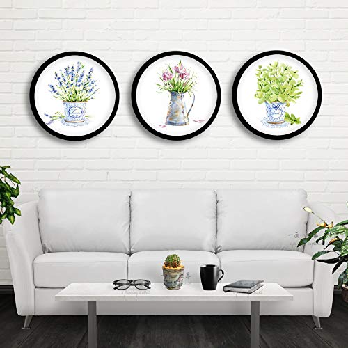 alfyng Round Photo Frame Wooden Wall Hanging Picture Frames Black 6 inch - color: black, size: 6 inch