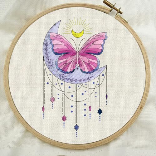 BENECREAT 4Sheets 19Pcs Mystic Butterfly Water Soluble Embroidery, 11.7x8.3inch Stick and Stitch Embroidery Paper Stabilizer Water Soluble Hand Sewing for Shirts, Coats, Bags - color: Mystic Butterfly