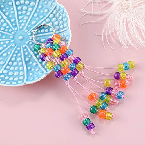 2600+pcs Pony Beads Kit Rainbow Glitter Plastic Beads Multicolor Pony Bead Bulk with Elastic String, Hair Bead for Braids DIY Crafts Jewelry Making Kit for Bracelets Necklaces - color: Giltter Beads