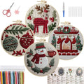 CanVrinxol 4 Sets Christmas Embroidery Kits for Adults Beginners, Cross Stitch Kits with Patterns, Hoops, Threads, Needles & Tools, DIY Craft Gift Ideas (Christmas Collection 1) - style: Christmas Collection 1