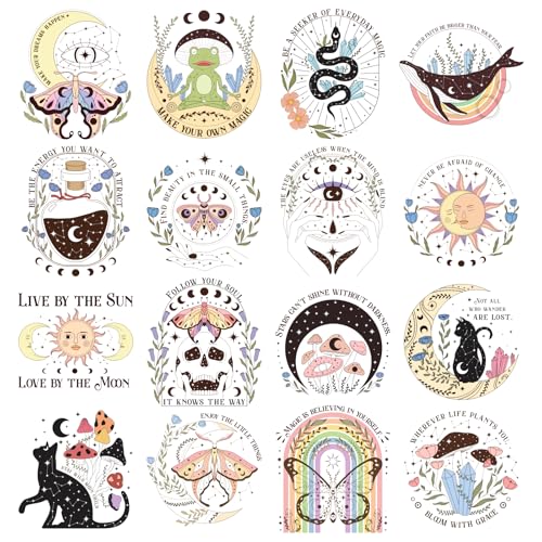 16 Pcs Flower Butterfly Cat DTF Transfers Ready to Press - style: Mystical