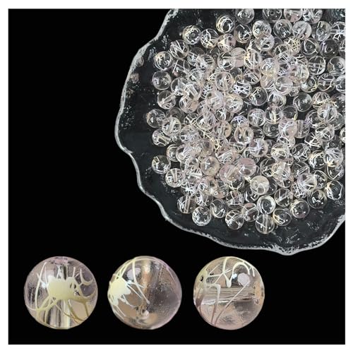 10mm Hand-Drawn Glass Beads Bulk 160pcs Yellow Purple Round - color: Yellow&Purple 10mm