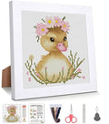 Cute Duck Stamped Cross Stitch Kits for Beginners Adults with Framed - color: DKJ007