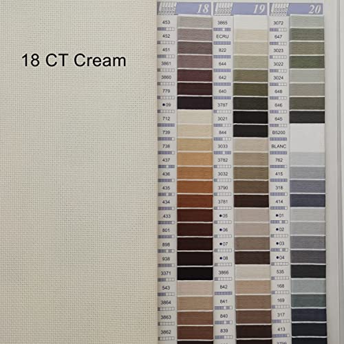 KCS 4/6 pc of 12" x 18" 18CT Counted Cotton Aida Cloth Cross Stitch Fabric (4 pc, Cream) - color: Cream, size: 4 pc