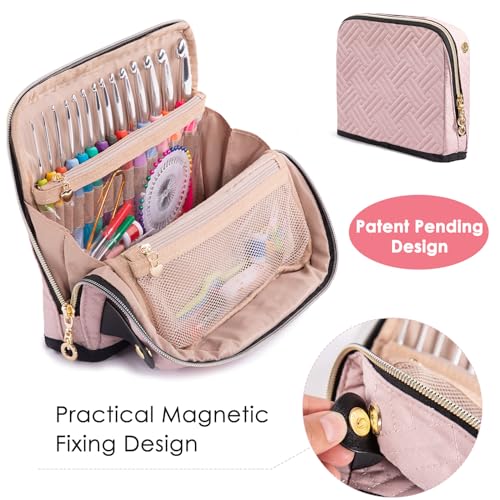 MYBAGZING Empty Crochet Hook Case, Stand-Up Crochet Hook Organizer - color: Pink, size: Case (Empty)