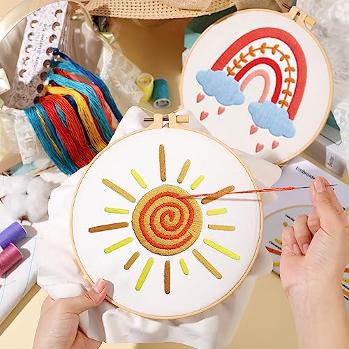 Yinder 5 Set Embroidery Kit for Beginner Starter Kit, Rainbow - style: Rainbow