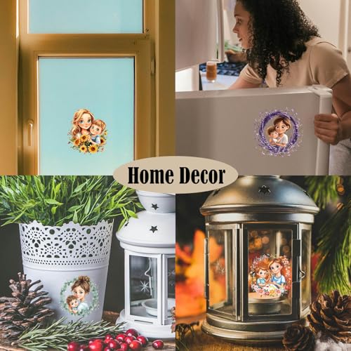 ZMRU 24 Sheets Vintage Mom Rub On Transfers for Crafts, Cold IOD Transfers Stickers for Wood，Furniture Decals, Glass, Porcelain, Leather, Canvas, Fabric Projects,3 * 3inch(Surrounded by Mom) - color: Surrounded by Mom