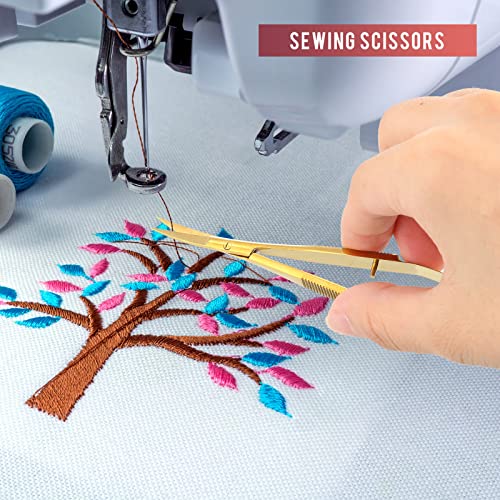 Hicarer 1 Pcs 4.7" Curved Eyebrow Embroidery Sewing Scissors, Gold - color: Gold