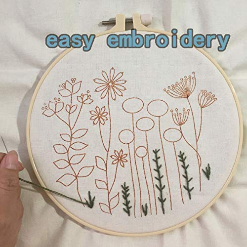3 Sets of Beginner Embroidery Kits with 3 Patterns and 6 Needles, Needlepoint Kits for Adults,Including Embroidery Floss,3 Plastic Hoops and 3 Cotton Fabric