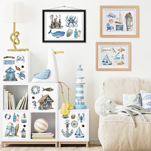 16 Sheets Nautical Rub on Transfers for Crafts Furniture Transfer - color: Nautical