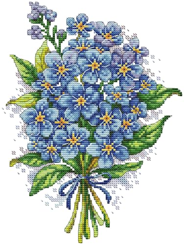 CaptainCrafts Cross Stitch Kits Snowman Counted Unprinted Fabric Cross Stitching DIY Needlecrafts Embroidery Kit for Adults Beginner (White, Botany Flowers) - color: Botany flowers, style: White