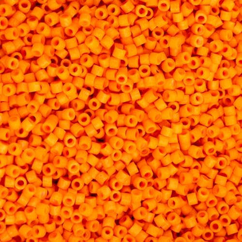 John Bead 25g Cylin Beads Opaque Mandarin Silk Matte 11/0 Glass Cylindrical Seed Beads for Jewelry Bracelets Necklaces Earrings Making Embroidery - color: Opaque Mandarin Silk Matte