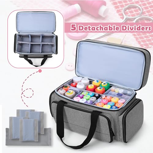 LUXJA Large Sewing Organizer Bag with 5 Detachable Dividers, Gray - color: Gray