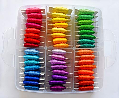 188 Embroidery Floss Set Including Cross Stitch Threads Friendship Bracelet String with 2-Tier Transparent Box, Floss Bobbins and Cross Stitch Kits - size: 2-Tier box