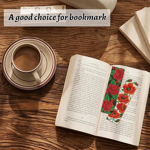 NEGEKFKX 6 Pcs Flower Cross Stitch Bookmark Kit for Adult Beginners - color: Cross stitch bookmark-14