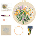 MAMUNU Embroidery Kit for Beginners Adults, Cross Stitch Kits, Stamped Cross Stitch Kits, Floral Flower Embroidery Kit with Printed Embroidery Cloth, Embroidery Hoop, Color Threads and Tools - color: Flower