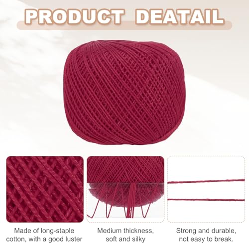 MECCANIXITY Crochet Thread Pearl Cotton Size 3 Deep Red 2 Rolls - color: Deep Red