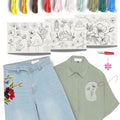 Easy Clothing Embroidery Kit - 34 Water Soluble Stick & Stitch Designs - Embroidery Kit for Clothes Starter Pack, Beginners All Inclusive Kit for Clothing Embroidery