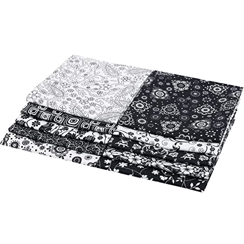 Craftido -25 Options- 100% Cotton Quilting Fabric Bundles 10pcs Fat Quarters 18”x21”-Medium Weight 5.2 oz- Soft Cotton for Quilting, Sewing Project, Patchwork, DIY Crafts - Black & White Flower - color: Black & White Flower